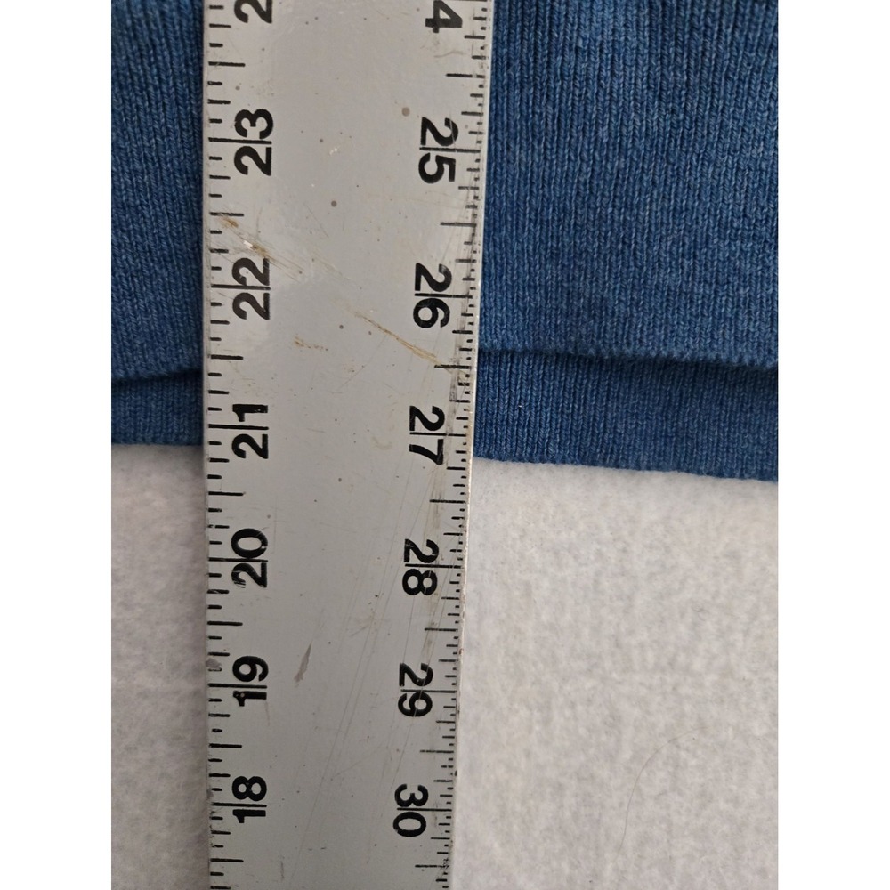 LL Bean Mens Blue V Neck Sweater L Red Cotton Cashmere Blend - Picture 8 of 9